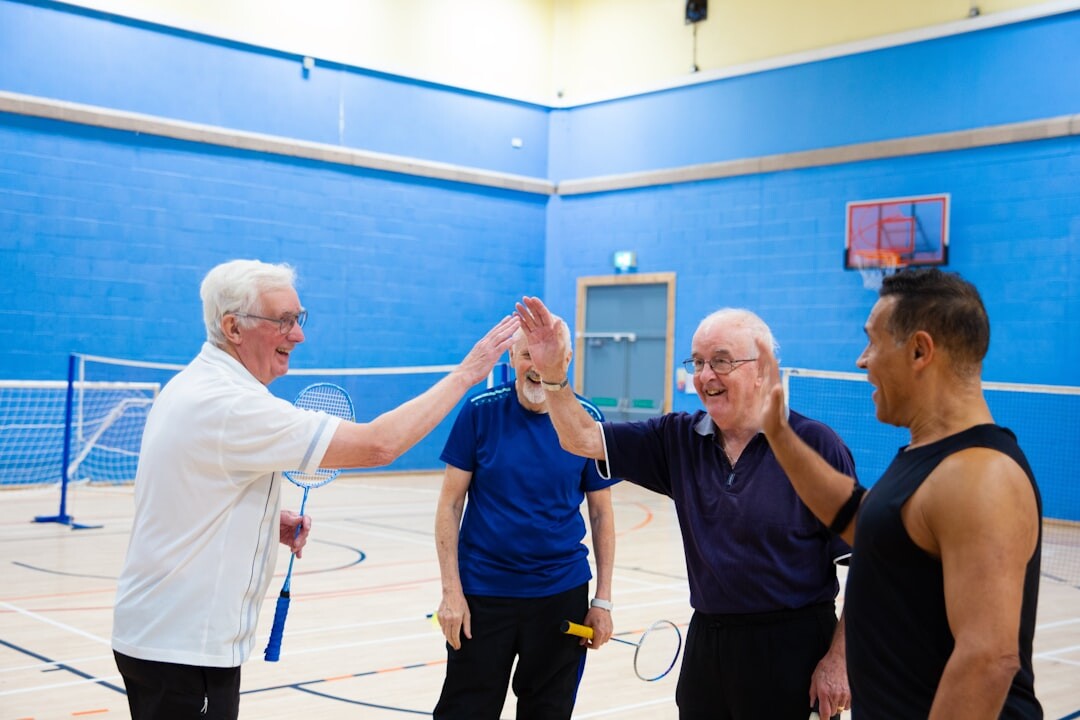 seniors doing group exercise