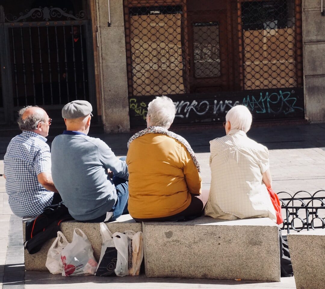 group of seniors talking together