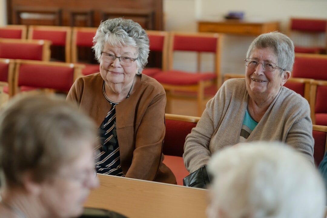 group of seniors laughing together