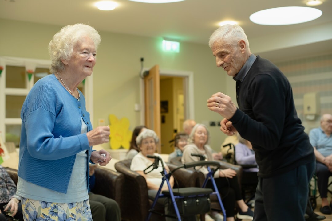 seniors doing group exercise