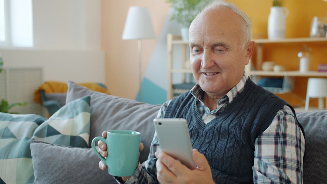 senior using smartphone